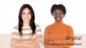  Presentation with women - Audience pleasing slide set consisting of adolescent differences - two women isolated backdrop and a  colored foreground