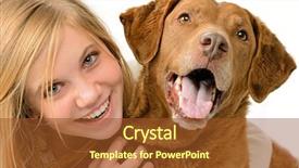  Presentation with adolescent - Slide deck with adolescent girl embracing her golden retriever background and a tawny brown colored foreground