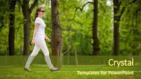  Presentation with sad woman walking - Amazing presentation theme having adolescent health - middle-aged woman walking in city backdrop and a  colored foreground