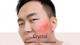  Presentation with skin care - Amazing PPT theme having adolescent health - skin care concept young man backdrop and a coral colored foreground