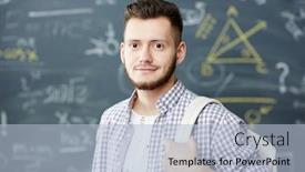  Presentation with adolescent - PPT theme having adolescent high school student with rucksack looking at camera background and a light blue colored foreground