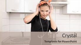  Presentation with listening - Amazing slide set having adolescence nutrition - attractive young girl is posing backdrop and a mint green colored foreground