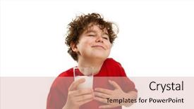  Presentation with nutrition - Beautiful presentation theme featuring adolescence nutrition - boy holding glass of milk backdrop and a  colored foreground