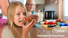  Presentation with school family - Audience pleasing PPT layouts consisting of family - mother making breakfast backdrop and a red colored foreground
