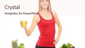  Presentation with exercise nutrition - PPT theme featuring nutrition sport - female athlete refreshing with juice background and a lemonade colored foreground