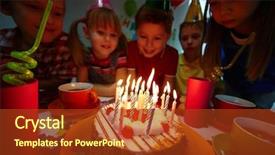  Presentation with birthday kids - Amazing slide deck having adolescence nutrition - group of adorable kids sitting backdrop and a tawny brown colored foreground