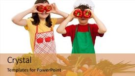  Presentation with healthy eating - Presentation theme with adolescence nutrition - healthy eating - kids background and a gold colored foreground