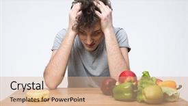  Presentation with leafy vegetables farm to table - Cool new slides with adolescence nutrition - pensive man sitting backdrop and a  colored foreground