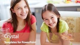  Presentation with 1950s dinner - Cool new PPT layouts with adolescence nutrition - portrait of cute girls sitting backdrop and a  colored foreground