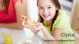  Presentation with dinner - Slide deck enhanced with adolescence nutrition - portrait of cute little girl background and a soft green colored foreground