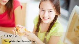  Presentation with formal dinner invitation - Amazing PPT theme having adolescence nutrition - portrait of cute little girl backdrop and a  colored foreground
