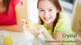  Presentation with dinner - Amazing presentation theme having adolescence nutrition - portrait of cute little girl backdrop and a coral colored foreground
