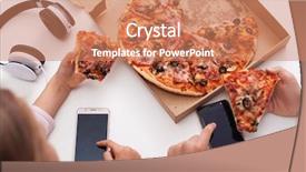  Presentation with teenagers - Colorful PPT theme enhanced with young teenagers checking their phones backdrop and a coral colored foreground