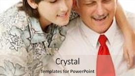  Presentation with adolescent - PPT theme consisting of son reading a greeting card background and a soft green colored foreground