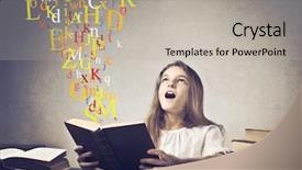  Presentation with teens - Colorful theme enhanced with adolescent teens - astonished teenage girl reading backdrop and a light gray colored foreground