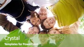  Presentation with financial circle - Presentation theme enhanced with adolescent teens - circle of happy friends looking background and a  colored foreground