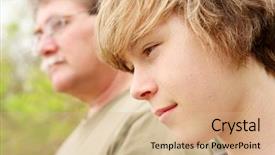  Presentation with father - Presentation theme having adolescent teens - profile of father and son background and a coral colored foreground