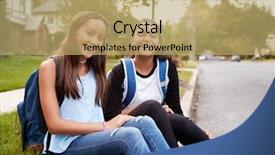  Presentation with adolescent - Slides with adolescent teens - two teen girlfriends sit background and a yellow colored foreground