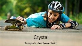  Presentation with trauma - PPT theme with adolescent trauma - beautiful teenage girl with skateboard background and a mint green colored foreground