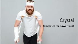  Presentation with trauma - Audience pleasing slides consisting of adolescent trauma - cheerful injured young man walking backdrop and a light gray colored foreground