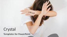  Presentation with photo - PPT theme with adolescent trauma - photo of a disabled young background and a light gray colored foreground