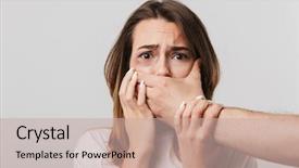  Presentation with trauma - Slide set with adolescent trauma - photo of a scared disabled background and a mint green colored foreground