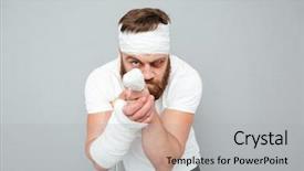  Presentation with young children playing multicultural - Colorful slides enhanced with adolescent trauma - playful bandaged young man backdrop and a  colored foreground