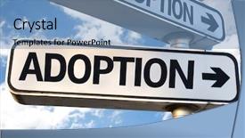  Presentation with adoption - Audience pleasing presentation design consisting of adoption direction sign on sky backdrop and a teal colored foreground