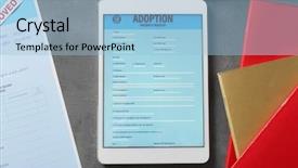  Presentation with adoption - PPT theme consisting of adoption paternity registry in tablet background and a light blue colored foreground