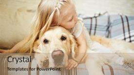  Presentation with dog - Slides consisting of adorable adoloscence - cute child resting with dog background and a coral colored foreground