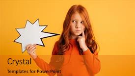  Presentation with systemic thinking - Presentation theme having adorable adoloscence - image of thinking little redhead background and a gold colored foreground