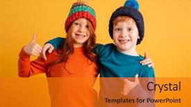  Presentation with octagon two mma fighters standing - Presentation theme consisting of adorable adoloscence - image of two funny little background and a gold colored foreground