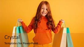  Presentation with naughty girl is standing - Presentation theme consisting of adorable adoloscence - photo of happy little redhead background and a gold colored foreground