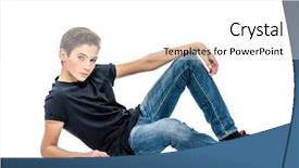  Presentation with old fashion photo album - Presentation theme with adorable adoloscence - photo of teenage handsome guy background and a white colored foreground