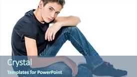  Presentation with old fashion photo album - Slides enhanced with adorable adoloscence - photo of teenage handsome guy background and a ocean colored foreground