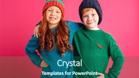  Presentation with children at camp - Colorful PPT theme enhanced with adorable adoloscence - photo of two happy little backdrop and a ocean colored foreground