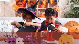  Presentation with paper cutting - Slide set consisting of adorable-african-american-boy background and a tawny brown colored foreground