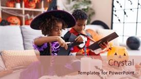  Presentation with paper cutting - Presentation theme enhanced with adorable-african-american-boy background and a coral colored foreground