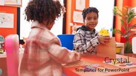  Presentation with maths - Presentation theme consisting of adorable-african-american-boy background and a coral colored foreground