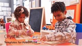  Presentation with maths - Presentation theme with adorable-african-american-boy background and a coral colored foreground