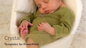  Presentation with sleeping baby - Slide deck consisting of adorable african newborn baby sleeping in a baby seat background and a coral colored foreground