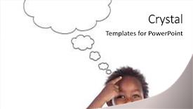  Presentation with thinking - Amazing theme having adorable afroamerican child thinking isolated backdrop and a white colored foreground