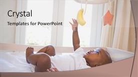  Presentation with mobile home - Colorful PPT layouts enhanced with adorable baby boy lying backdrop and a light gray colored foreground
