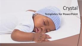  Presentation with baby sleeping - Beautiful presentation theme featuring adorable baby boy sleeping peacefully backdrop and a white colored foreground