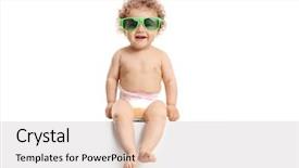  Presentation with baby sitting - Presentation theme with adorable baby boy background and a sky blue colored foreground