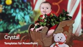  Presentation with baby christmas - Slide set consisting of adorable baby girl happily sitting in a rustic christmas sleigh background and a tawny brown colored foreground