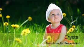  Presentation with baby girl - Presentation theme having adorable baby girl outdoors background and a yellow colored foreground