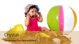  Presentation with shells - Colorful PPT layouts enhanced with adorable baby girl trying backdrop and a gold colored foreground