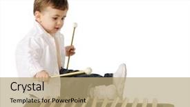  Presentation with xylophone - Beautiful PPT theme featuring adorable baby making music backdrop and a coral colored foreground