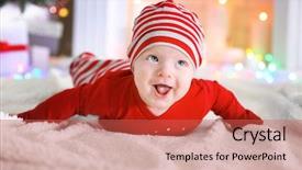  Presentation with baby christmas - Colorful slide deck enhanced with the decorated christmas room backdrop and a red colored foreground